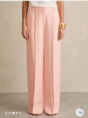 Nwt REISS Magda Wide-Leg tailored trousers in light Pink sz 10P